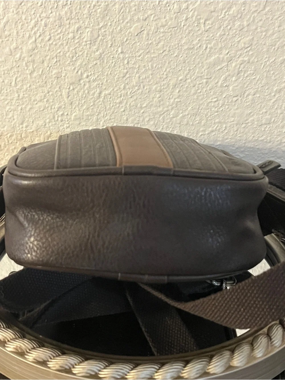 Ted Baker Black and Brown Vertical Panel Crossbody Bag